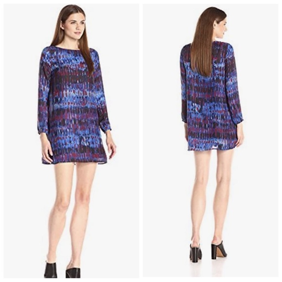 BB Dakota x Steve Madden Revolve Emily Long Sleeve Shift Dress Midnight Sky Blue - Picture 2 of 13